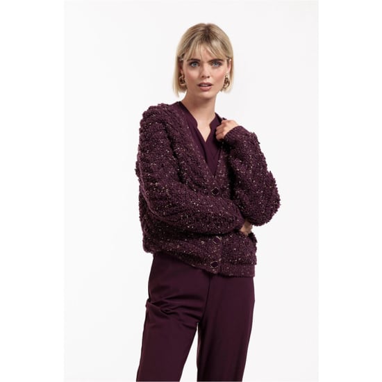 Studio Anneloes Iris chunky glitter cardigan aubergine - Image 2