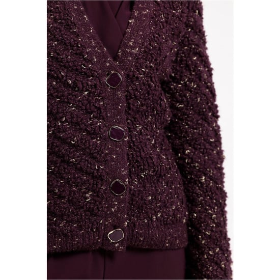Studio Anneloes Iris chunky glitter cardigan aubergine - Image 3
