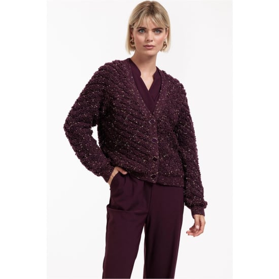 Studio Anneloes Iris chunky glitter cardigan aubergine - Image 4