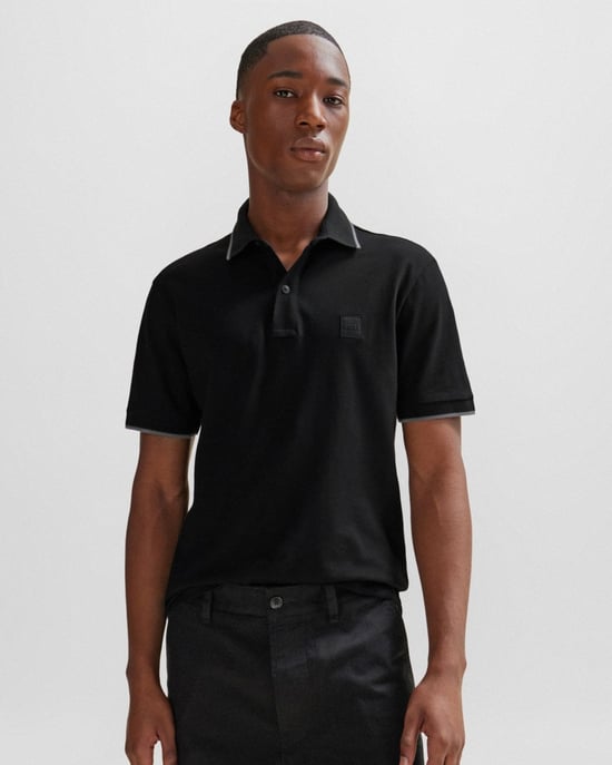 BOSS Orange Passertip Mens Short Sleeve Polo Shirt With Tipped Collar - Image 1