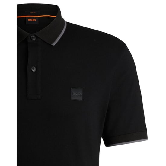 BOSS Orange Passertip Mens Short Sleeve Polo Shirt With Tipped Collar - Image 2