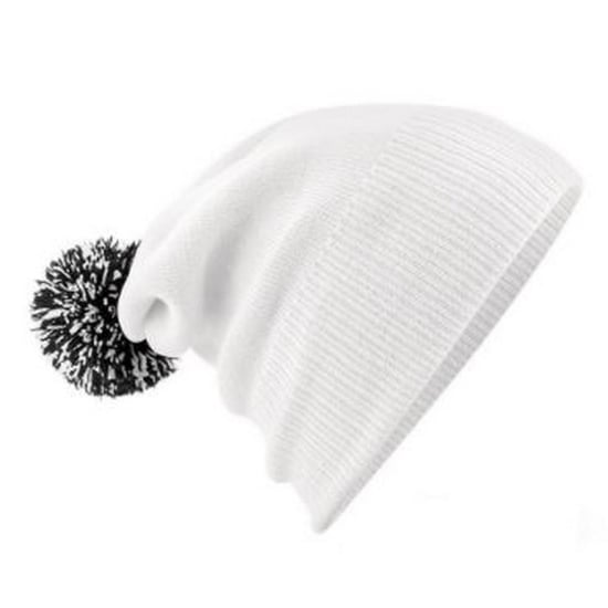 Beechfield Volwassenen Unisex Snowstar Beanie (Wit/zwart) - Image 2