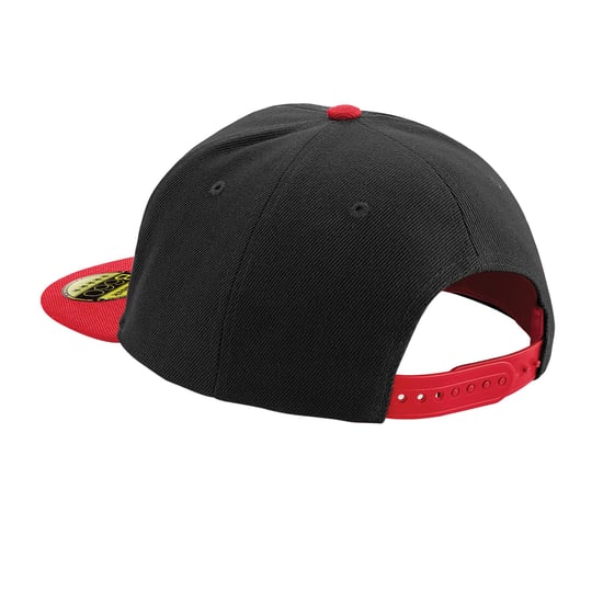 Beechfield Unisex Adult Original Flat Peak Snapback Cap (Zwart/Klassiek Rood) - Image 2