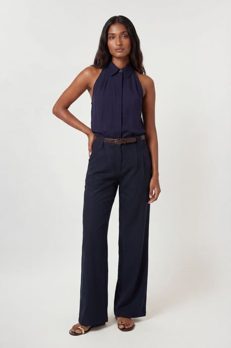 Premium Linen Viscose Halter Collared Woven Shirt - Image 1