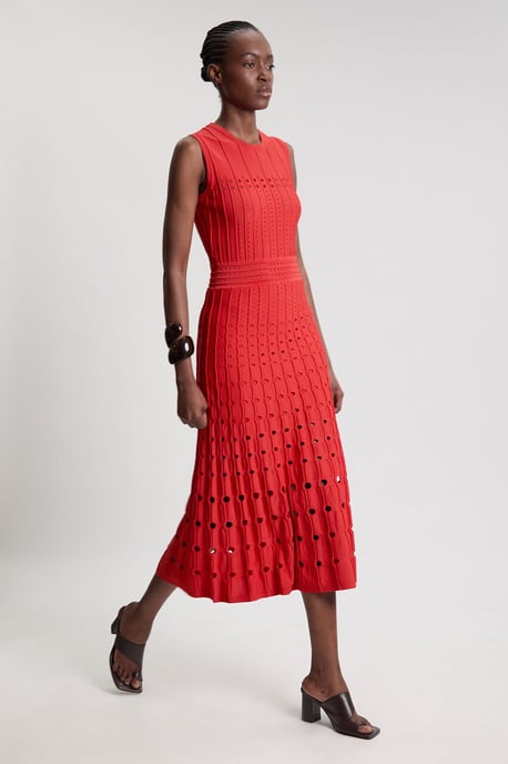 Petite Knit Stitch Detail Sleeveless Midi Dress - Image 3