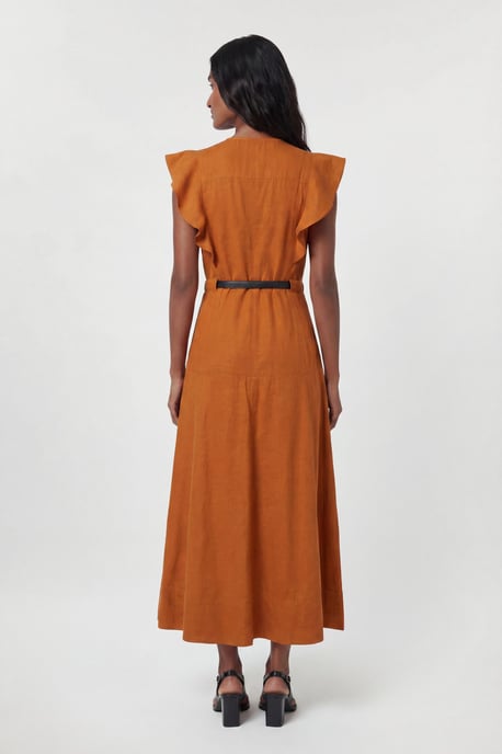 Viscose Linen Woven Halter Neck Midi Dress - Image 3