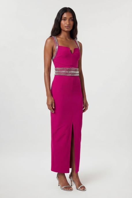 Bandage Figure Form Knit Embellished Maxi Dress - Image 1