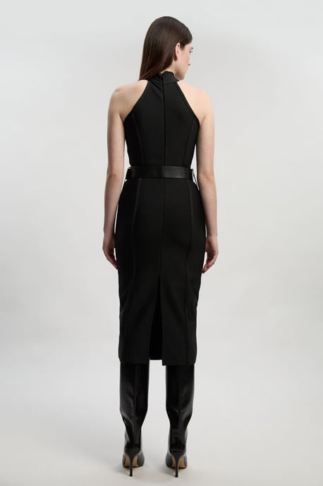 Petite Bandage High Neck Buckle Trim Midi Dress - Image 4