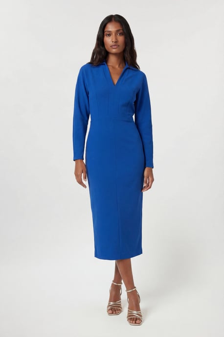 Tailored Collared Long Sleeve Midi Dress - Image 1