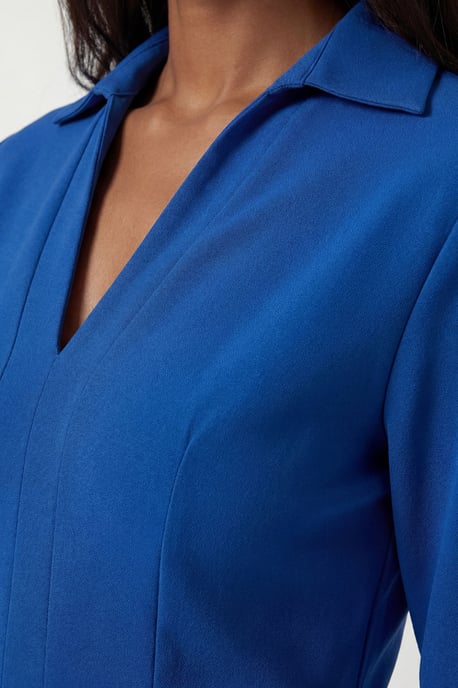 Tailored Collared Long Sleeve Midi Dress - Image 4