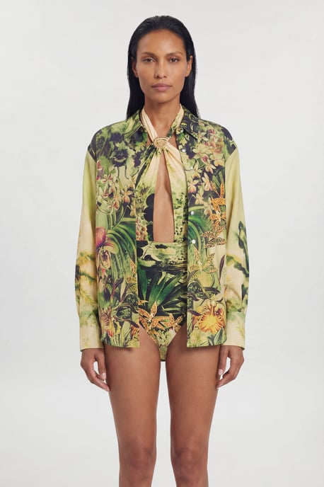 Beach Tropical Spun Viscose Cover Up Shirt - Image 1