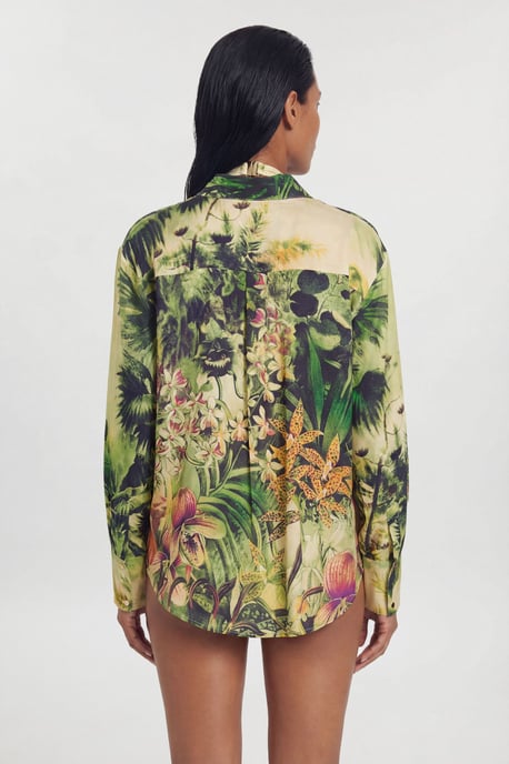 Beach Tropical Spun Viscose Cover Up Shirt - Image 3