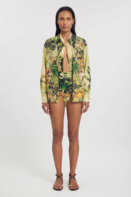 Beach Tropical Spun Viscose Cover Up Shirt - Image 4