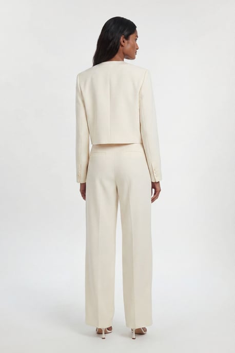 Satin Tux Tailored Collarless Cropped Blazer - Image 3