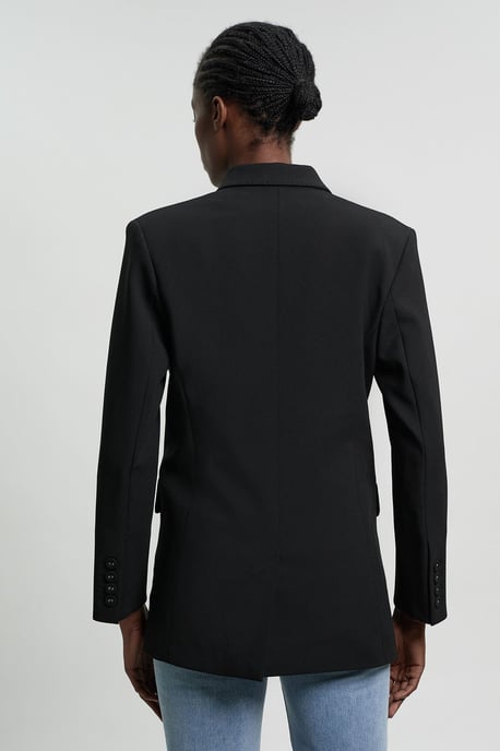Tailored Double Breasted Ruched Sleeve Blazer - Image 3