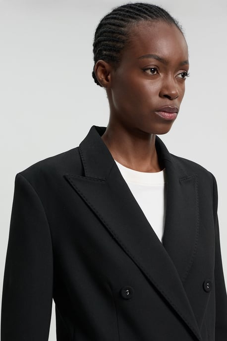 Tailored Double Breasted Ruched Sleeve Blazer - Image 4