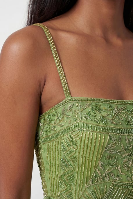 Petite Embellished Ombre Floral Pleated Woven Bandeau Maxi Dress - Image 2