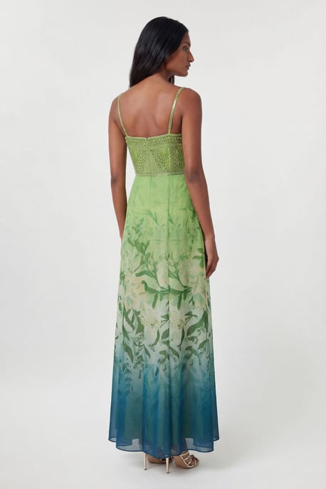 Petite Embellished Ombre Floral Pleated Woven Bandeau Maxi Dress - Image 3