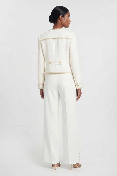 Compact Stretch Embellished Trim Tailored Jacket - Image 3