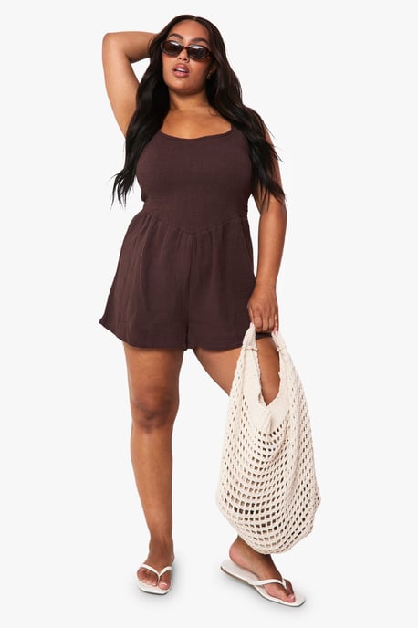 Plus Shirred Cheesecloth Flippy Playsuit - Image 3