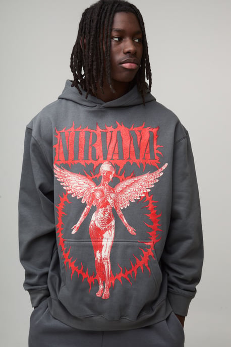 Oversized Nirvana License Printed Hoodie - Image 1