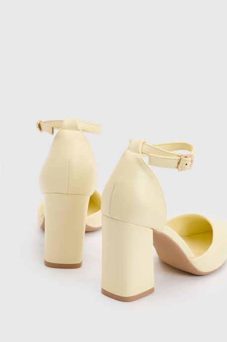 Blanche Ankle Strap Pointed High Block Heel Court Shoes - Image 2