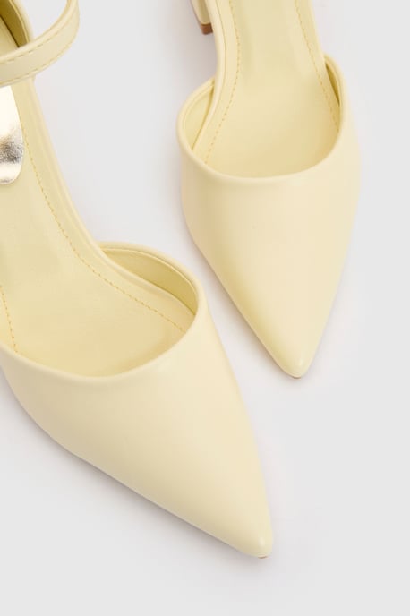 Blanche Ankle Strap Pointed High Block Heel Court Shoes - Image 3