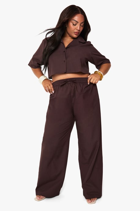 Plus Linen Longline Crop Shirt & Trouser Co Ord - Image 3