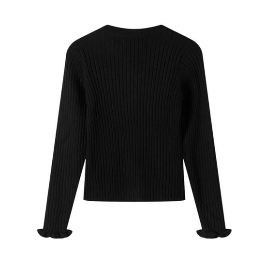 Minoti Effen geribd meisjes Sweatshirt met lange mouwen (Zwart) - Image 2