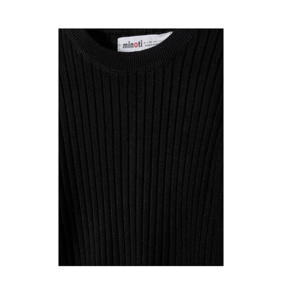 Minoti Effen geribd meisjes Sweatshirt met lange mouwen (Zwart) - Image 3