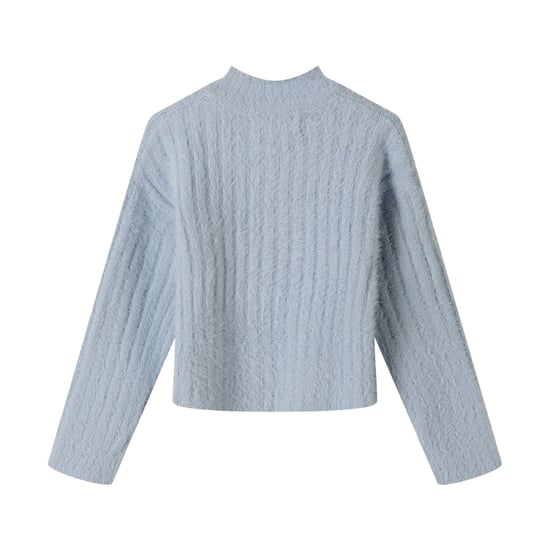 Minoti Meisjes Fluffy Gebreid Sweatshirt met Hoge Hals (Blauw) - Image 2
