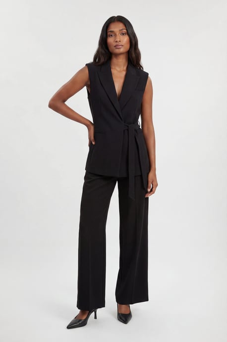 Compact Stretch Tailored Tie Front Waistcoat - Image 1
