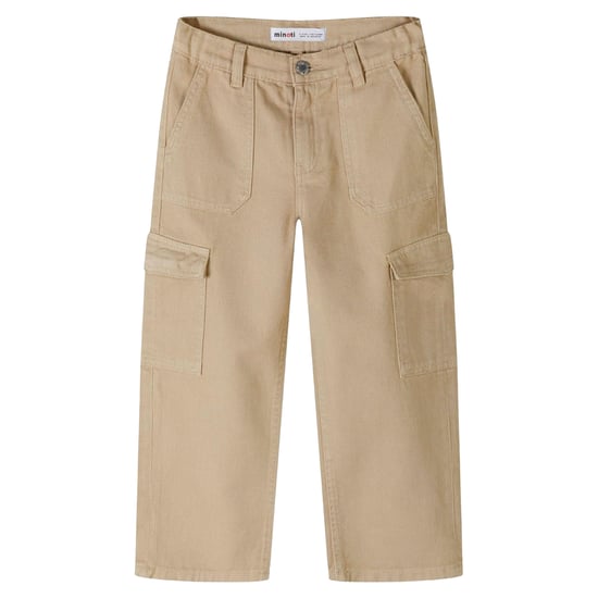 Minoti Effen wijde pijp combatbroek voor meisjes (Lichtbruin) - Image 1