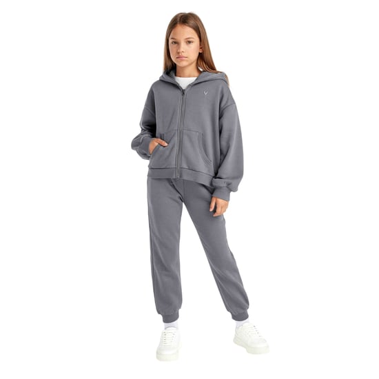 Minoti Meisjes Fleece Joggingbroek met Geborduurd Motief (Grijs) - Image 3