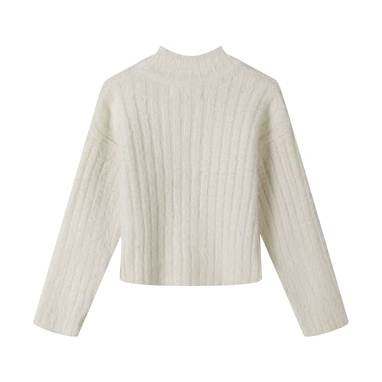 Minoti Meisjes Fluffy Gebreid Sweatshirt met Hoge Hals (Wit) - Image 2