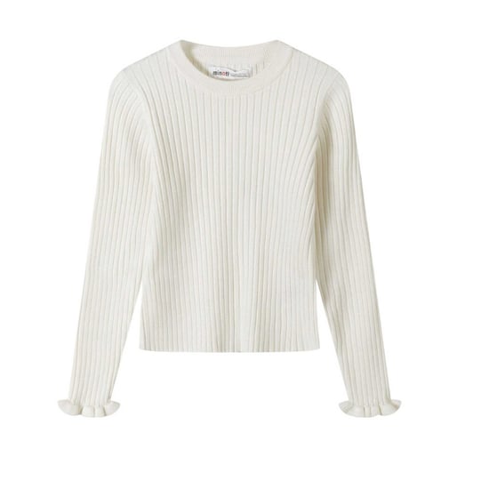 Minoti Effen geribd meisjes Sweatshirt met lange mouwen (Wit) - Image 1