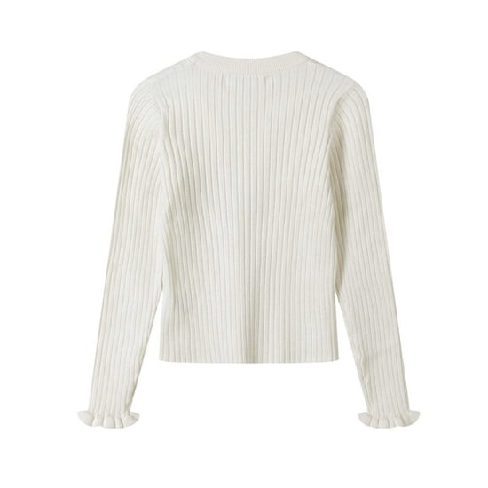 Minoti Effen geribd meisjes Sweatshirt met lange mouwen (Wit) - Image 2