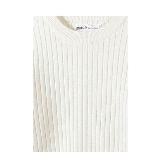 Minoti Effen geribd meisjes Sweatshirt met lange mouwen (Wit) - Image 3
