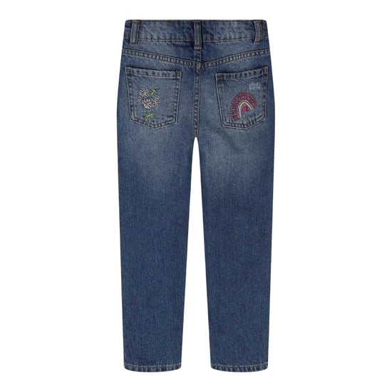 Minoti Rechte meisjesjeans met borduursel (Marine) - Image 2