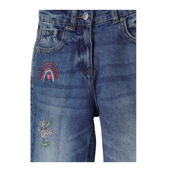 Minoti Rechte meisjesjeans met borduursel (Marine) - Image 3