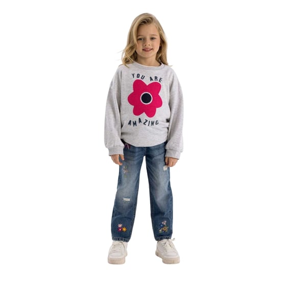 Minoti Rechte meisjesjeans met borduursel (Marine) - Image 4