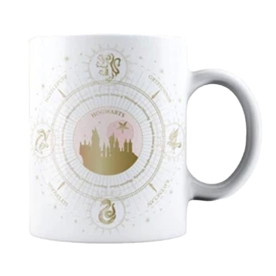 Harry Potter Tovenaarswereld Zweinstein 400ml mok (Wit/Goud) - Image 1