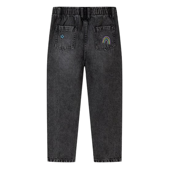 Minoti Geborduurde jeans met elastische taille voor meisjes (Zwart) - Image 2