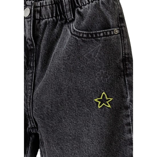 Minoti Geborduurde jeans met elastische taille voor meisjes (Zwart) - Image 3