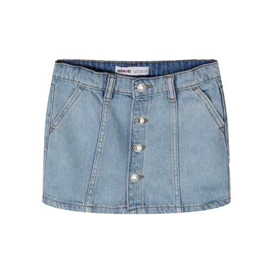 Minoti Effen denim rok met knoopsluiting voor meisjes (Blauw) - Image 1