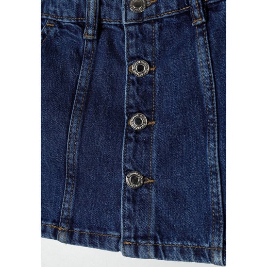 Minoti Effen denim rok met knoopsluiting voor meisjes (Marine) - Image 4