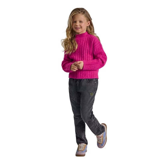 Minoti Meisjes Fluffy Gebreid Sweatshirt met Hoge Hals (Roze) - Image 4