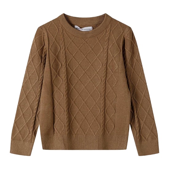 Minoti Jongens Sweatshirt met Kabelgebreide Ronde Hals (Bruin) - Image 1