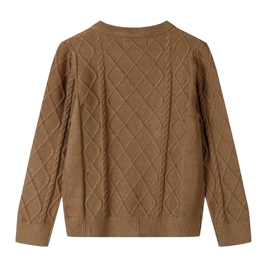 Minoti Jongens Sweatshirt met Kabelgebreide Ronde Hals (Bruin) - Image 2