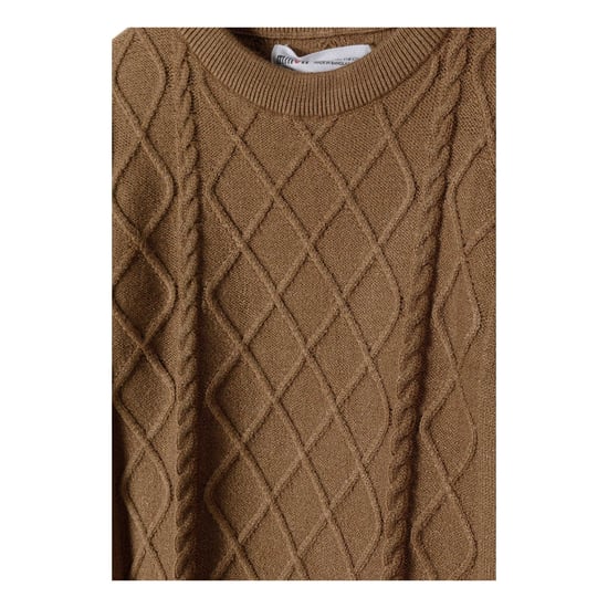 Minoti Jongens Sweatshirt met Kabelgebreide Ronde Hals (Bruin) - Image 3